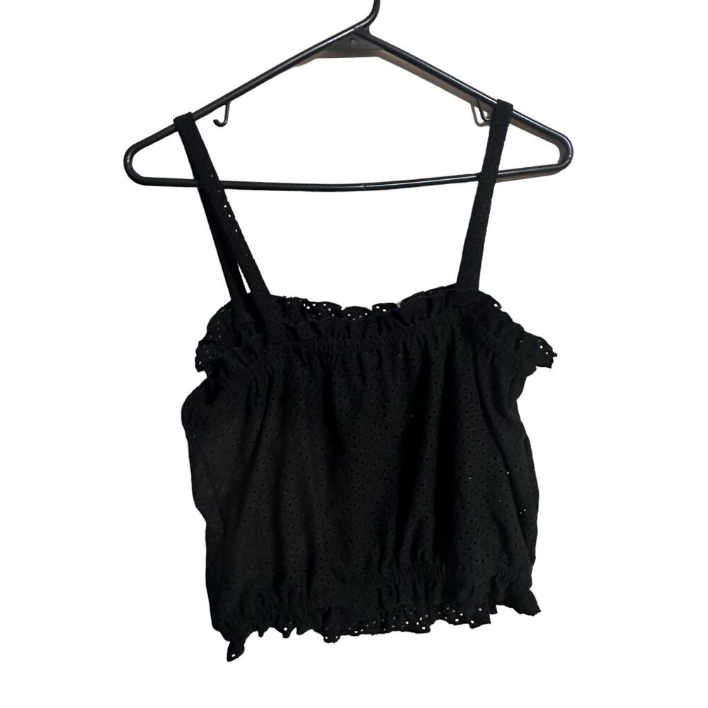 Love, Fire Black Eyelet Cropped Tank Top Size Medium - Picture 3 of 7